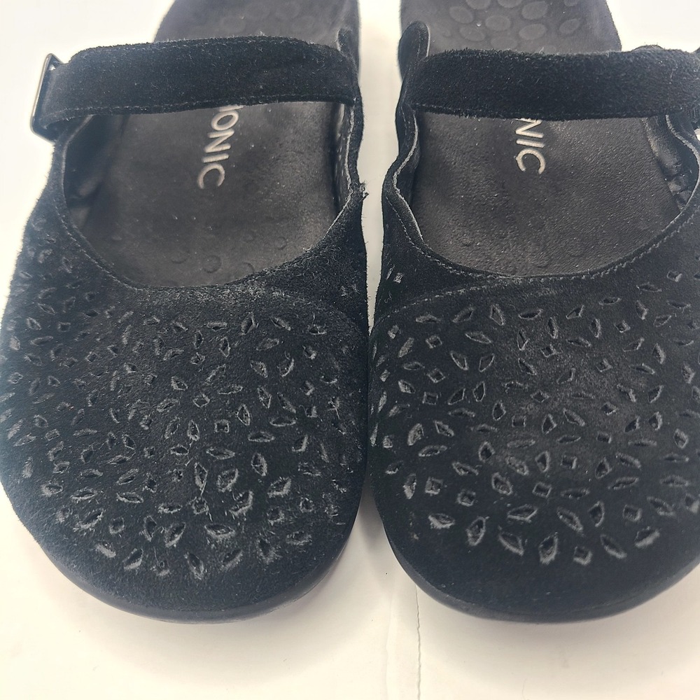 Vionic Lidia Black Suede Perforated Mary Jane Mule Clogs Womens 8 Orthaheel - Picture 5 of 9